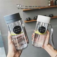 Sinh viên nam và nữ đơn giản cốc tay đôi dây nhựa chai nước cầm tay với bộ lọc tách trà trà bong bóng - Tách cốc giữ nhiệt