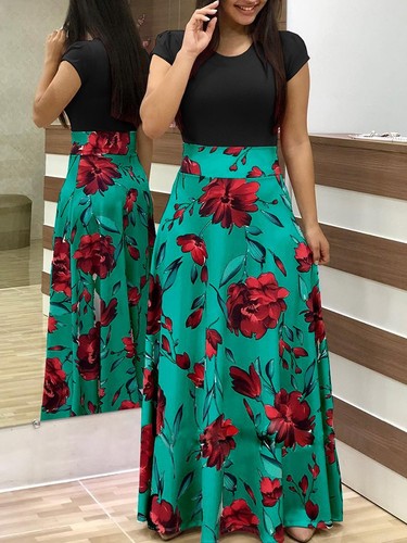 Autumn Festival, 2018 Sell Blockbuster Euro-American Wind Flower Printed Coloured Dresses and Long Skirts Women's Dresses