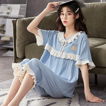 2022 New Sleepwear Lady Summer Full Pure Cotton Short Sleeves Thin Shorts Spring Autumn summer Home Home Suits Suit