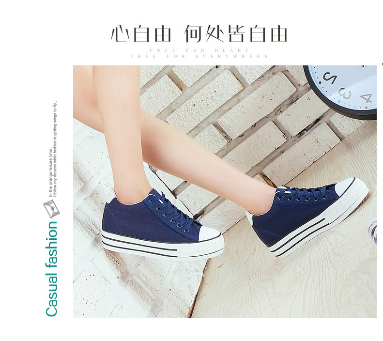 Giày vải nữ mùa xuân mới tăng chiều cao nhỏ Giày trắng dày Giày trắng phiên bản Hàn Quốc của bánh xốp phá vỡ mã tự chế biến giày nữ giầy gucci ny