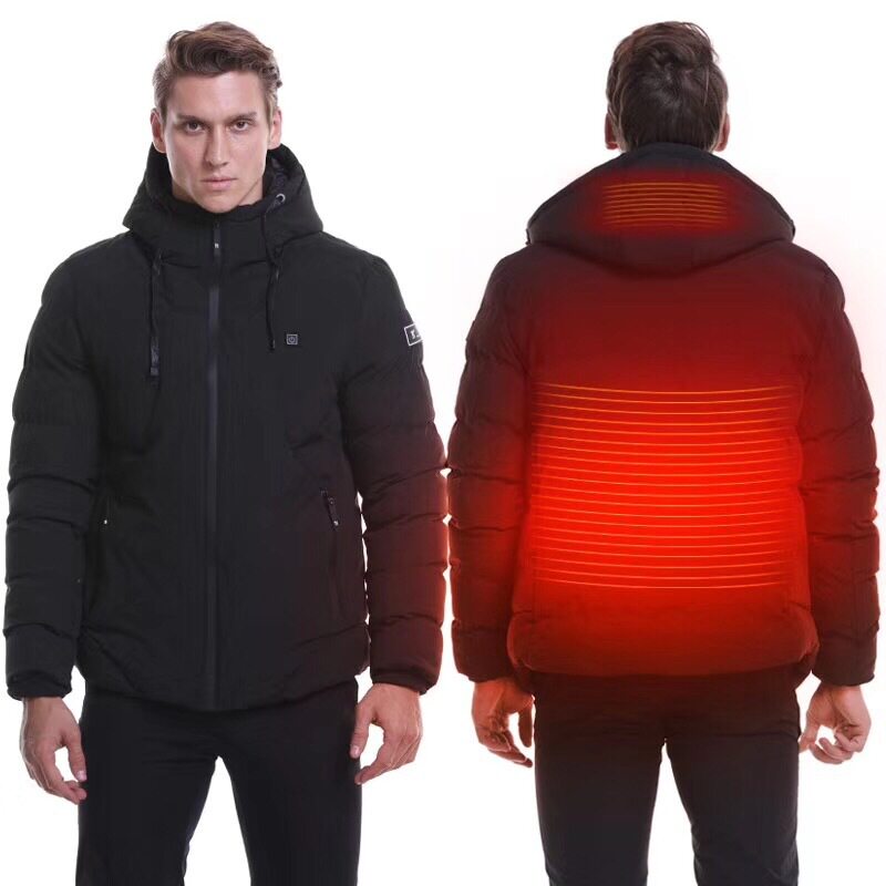 USB charging heating padded jacket men's and women's ski suits winter middle-aged and elderly black intelligent power generation heating padded jackets