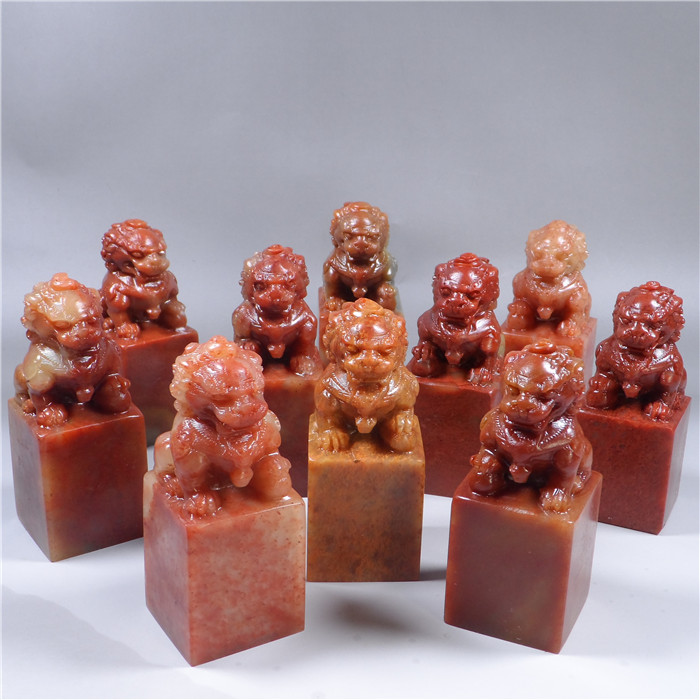 Golden Stone Seal Engraving Sushan Stone Button Head Seal Zhejiang Safflower Stone Beijing Lion Buttons Head Seal Engraving seal engraving seal material