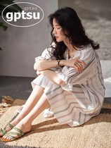 Japanese GP nightgown for women Korean style loose thin home clothes summer pure cotton princess style mid-length pajamas spring and autumn