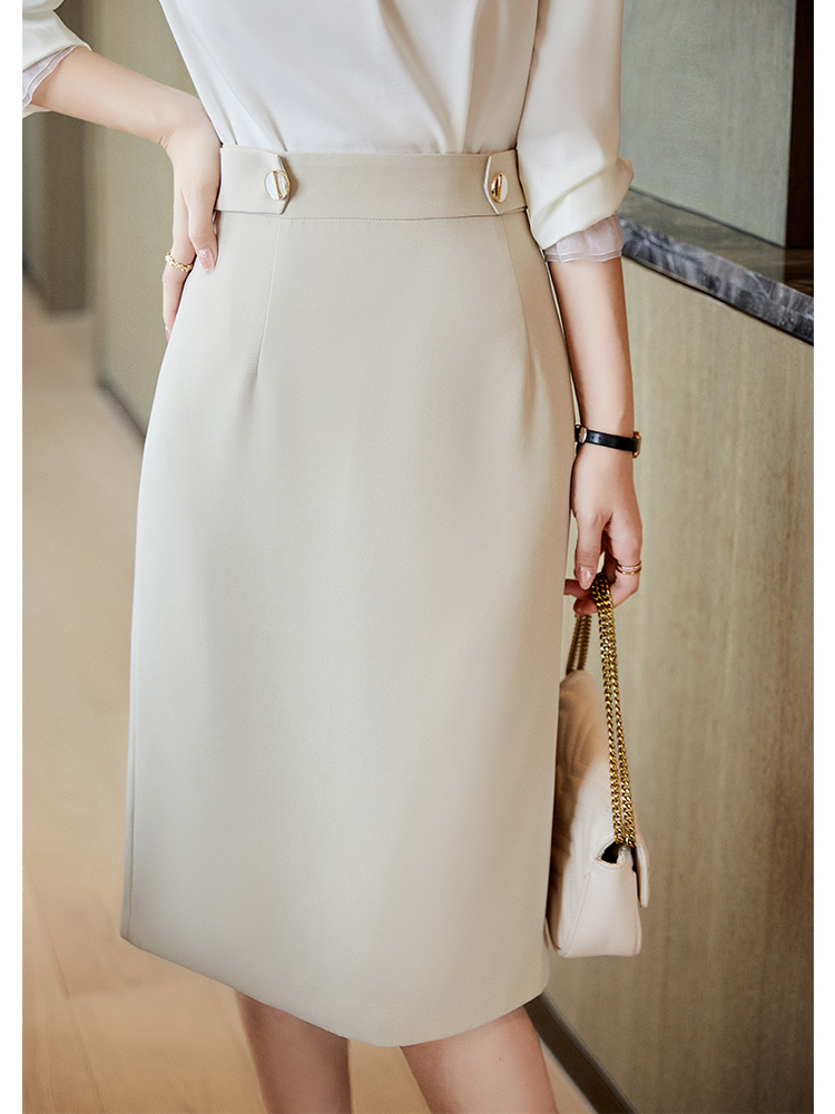 FENPERATE 2021 Fall New Workplace Commute Workout Apricots Color High Waist Display Slim Fit Hip Half Body Skirt Woman