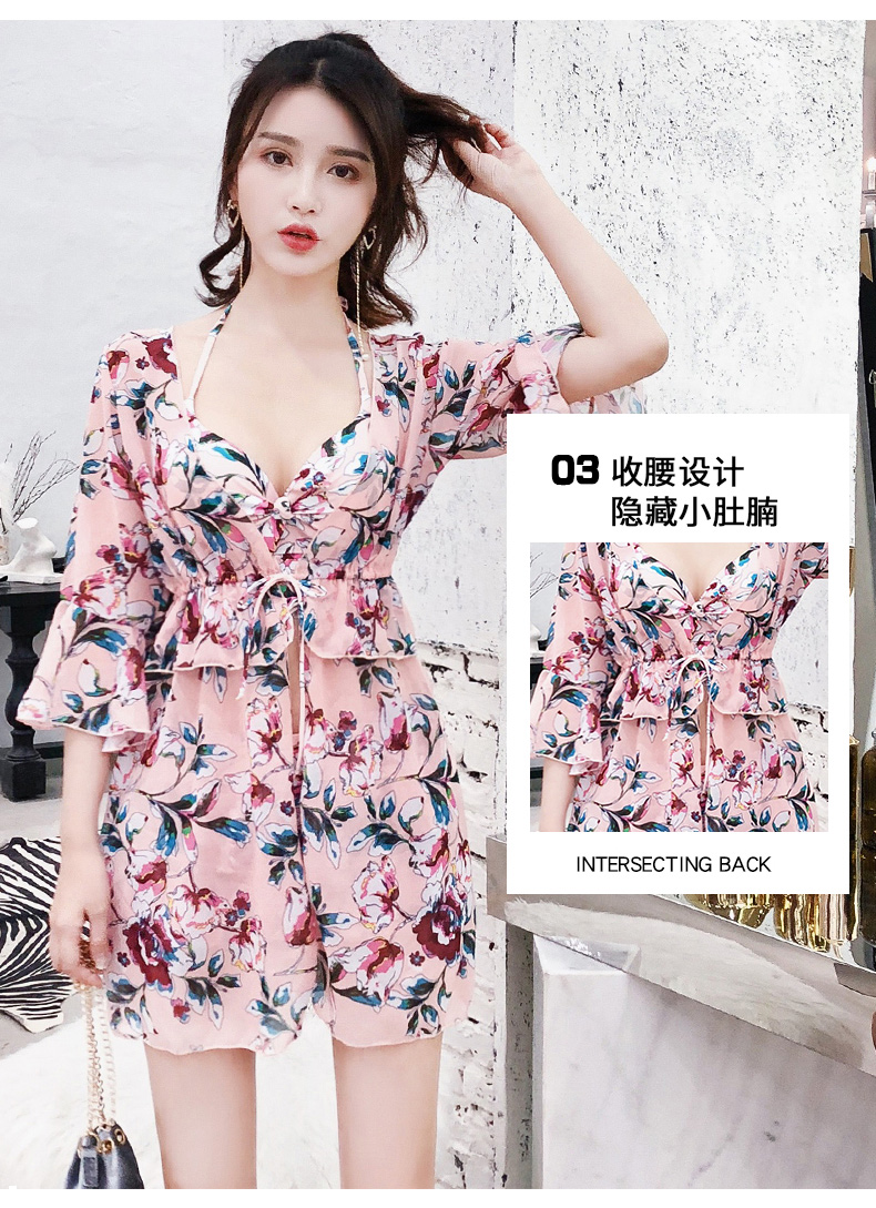 Váy liền thân áo tắm nữ ba mảnh ngực nhỏ thu hút che bụng gợi cảm là bộ đồ tắm nước nóng mùa xuân nhỏ của Hàn Quốc - Bộ đồ bơi hai mảnh áo bơi 2 mảnh đẹp	