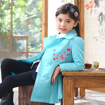 布布发现童装2018春装新款女童风衣中大儿童