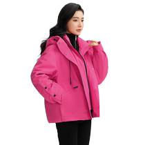 Duck Down Jacket Womens 2024 Autumn and Winter New Short Style Thin Hooded Loose Fashionable Casual Duck Down Jacket J