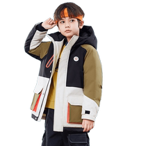 Ducky childrens down jacket 2024 winter new arrival boys middle and large children color-blocked short hooded sports style jacket