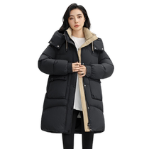 Duck Down Jacket Women 2024 Autumn and Winter New Mid-Length Hooded Fashionable Warm 90 Duck Down Jacket Y
