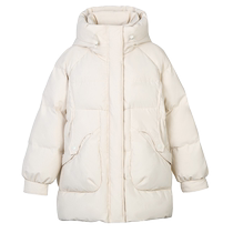 Duck Down Jacket Mid-Length Womens 2024 New Stand Collar Hooded Casual Loose Warm Jacket T