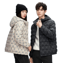(Duck and Duck Selection) Down Jacket Couple New Product Short Hooded Fashion Printed Light Warm Jacket for Men and Women