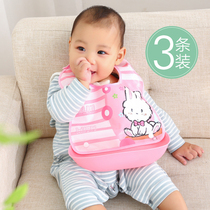 Detachable baby eating bib rice pocket Waterproof childrens bib Baby saliva towel large imitation silicone rice pocket