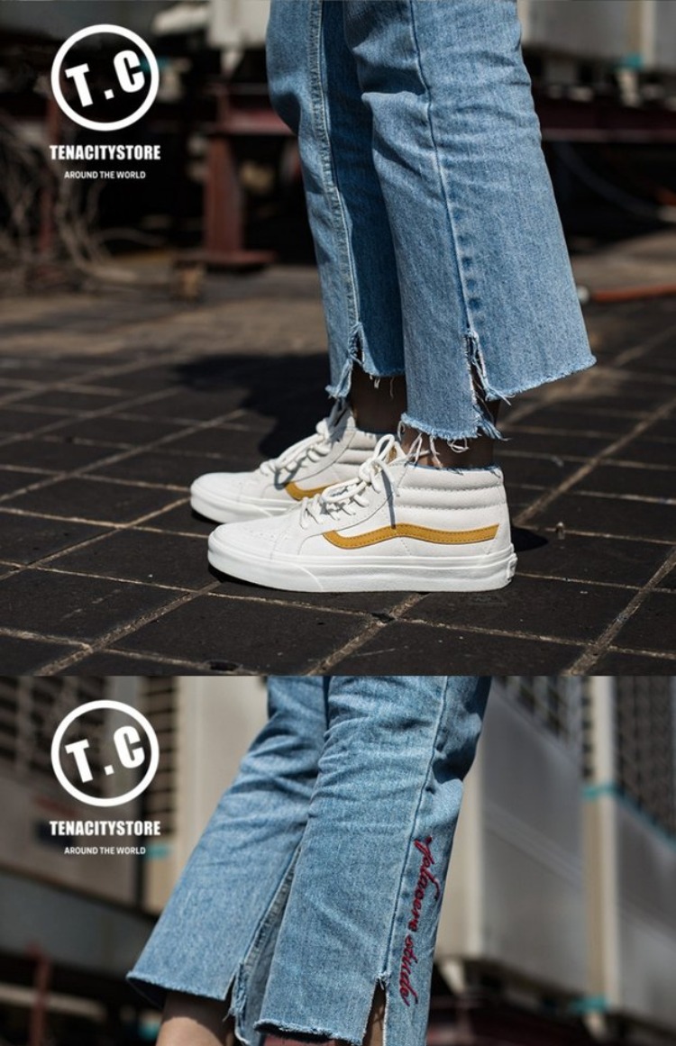 Spot Vans Vans SK8-MID Giày cao cổ nam và nữ cao cổ giày skate VN0A3MV8U8L giày the thao nữ giá rẻ