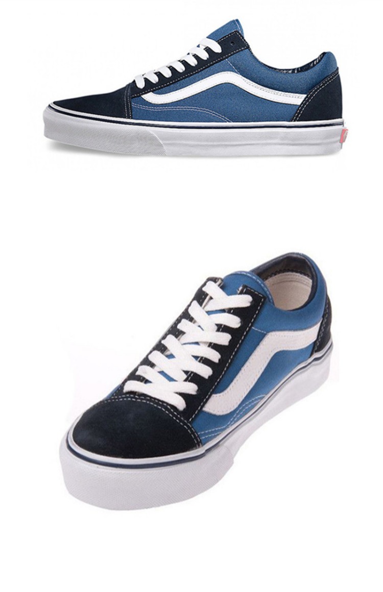 Spot Vans Vans thấp để giúp giày vải màu xanh Navy cổ điển dành cho nam và nữ thegioigiaythethao