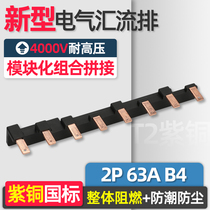Electrical bus 2P 63A B4 copper national standard new modular combined air-open terminal block connection row