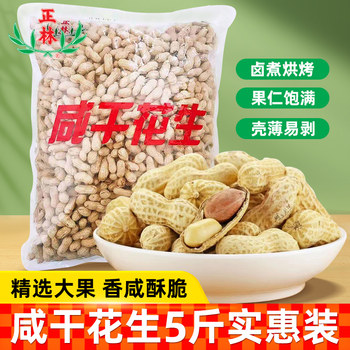 Zhenglin Salted Dried Peanuts 2.5kg Value Pack, Affordable Snack for Drinking, Crispy Braised Peanuts with Shell, Northwest Natural Roasted Snacks