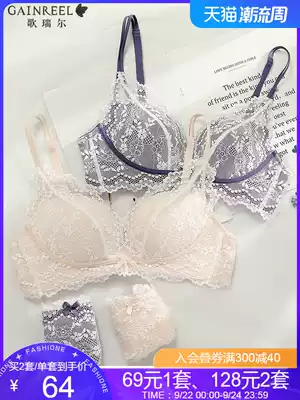 Gerrill high-value lace comfortable no steel ring girly underwear set (bra underwear) ABW21185