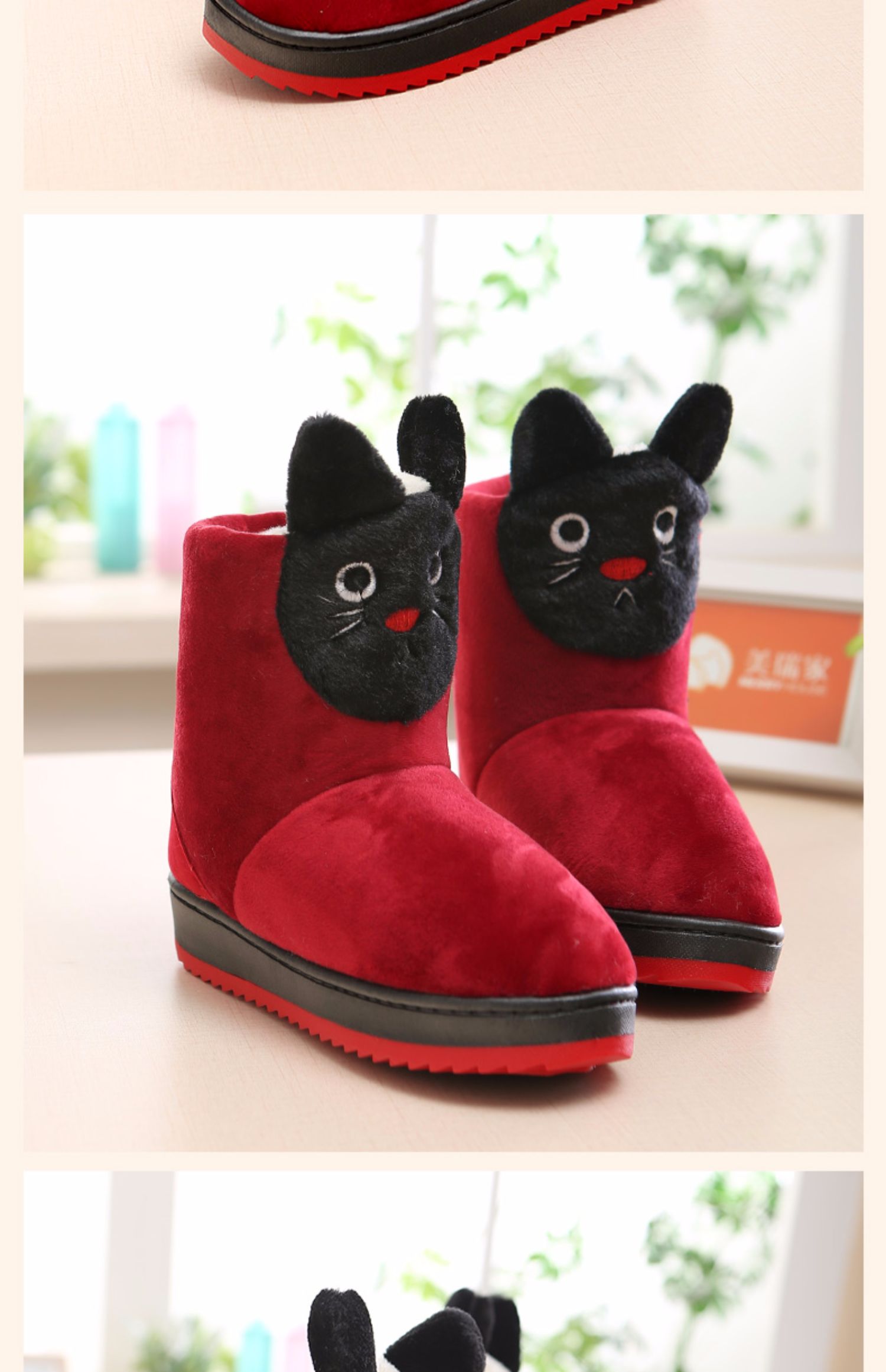 Dép cotton mùa đông bao gồm tất cả với giày cao cổ nữ bằng vải cotton sang trọng dễ thương hoạt hình dày đáy nhà ấm áp - Trang chủ dép nhựa đi trong nhà hàn quốc