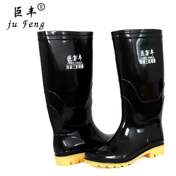 Giày cao gót nam Jufeng ống cao gót nam cộng với giày đi mưa cotton chống trượt đáy cao giúp người đàn ông ống và giày đi mưa giầy dày bằng nước giầy