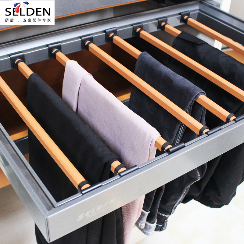 Selden Milanstyle pants rack telescopic wardrobe pants rack household pants pull out rack cabinet multi-function drawer type