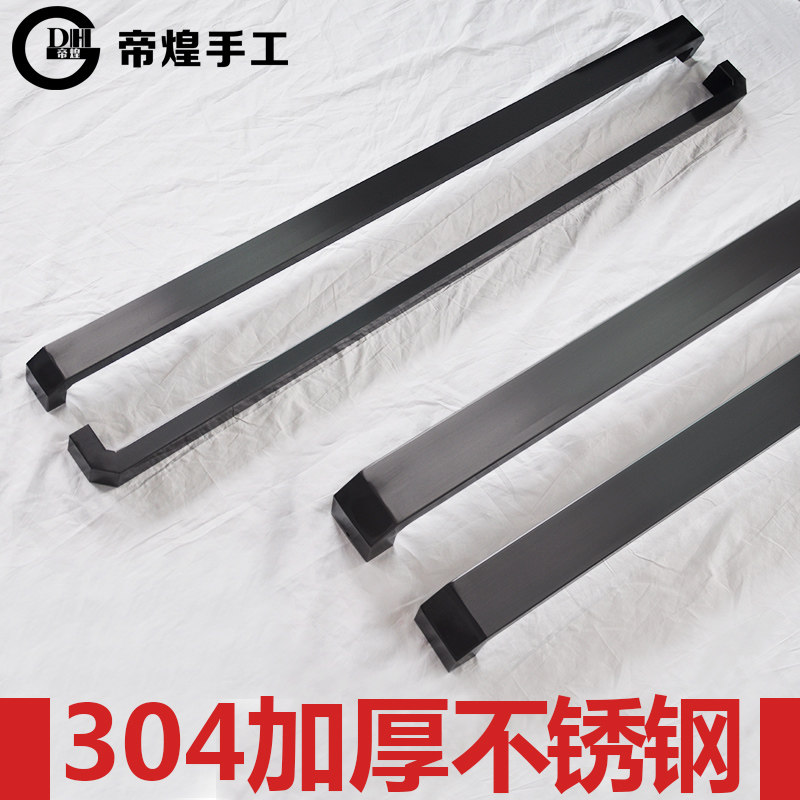 Stainless steel handle Brushed black titanium alloy color glass door handle Wooden door handle 304 thickened square tube double curved handrail