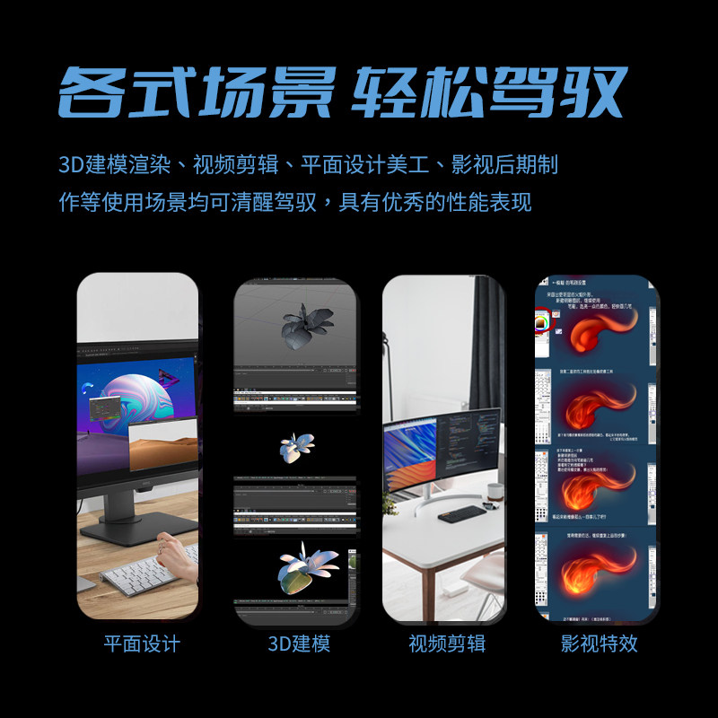 Designer's Desktop Computer Host with Core I7 for Video Editing, Graphics Workstation, 3D Modeling and Rendering Complete Set