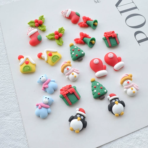 Рождественские аксессуары ручной работы, ручка, заколка для волос, брошь, ожерелье и серьги, кремовый чехол для телефона, «сделай сам»