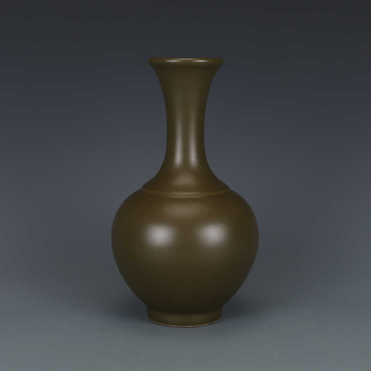 中国 雍正年製款 茶葉末釉 窯変瓶 唐木台・時代箱付 G R4191B