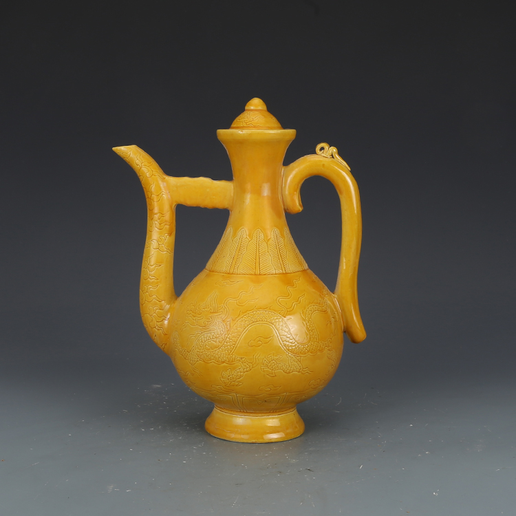 大清光绪年制款粉彩山水纹豆青酱釉口罐：穿越时光的艺术瑰宝-仿古瓷器