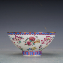 Qing Qianlong porcelain enamel flower bowl antique porcelain antique antique second-hand old goods collection ornaments