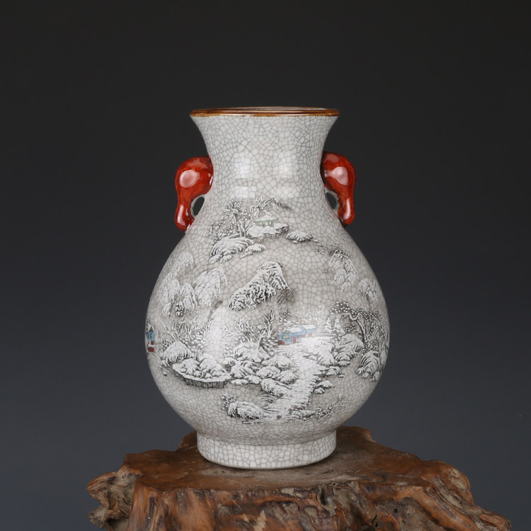 Qingqian Long Ink Color Snow Scene Earrevered Ancient Porcelain Ware Antique Real Taste Ancient Play Collection Jingdezhen Porcelain-Taobao