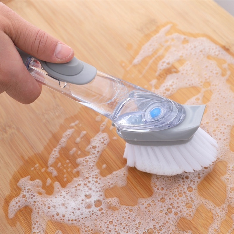 Squeeze out liquid decontamination brush kitchen cleaning brush long handle hydraulic brush lazy person washing pot artifact automatic filling brush