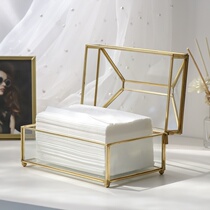 Living room paper towels box upscale modern style brass Deco table multifunctional containing box fashion crammed paper box