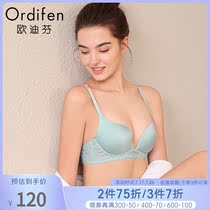 Oudifen womens underwear Glossy rimless bra gathered on the torso lace sexy beauty back bra XB9513