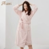 Top dưa dưa mùa đông nhà flannel áo choàng dày ấm ấm tinh khiết màu áo ngủ Night Robe