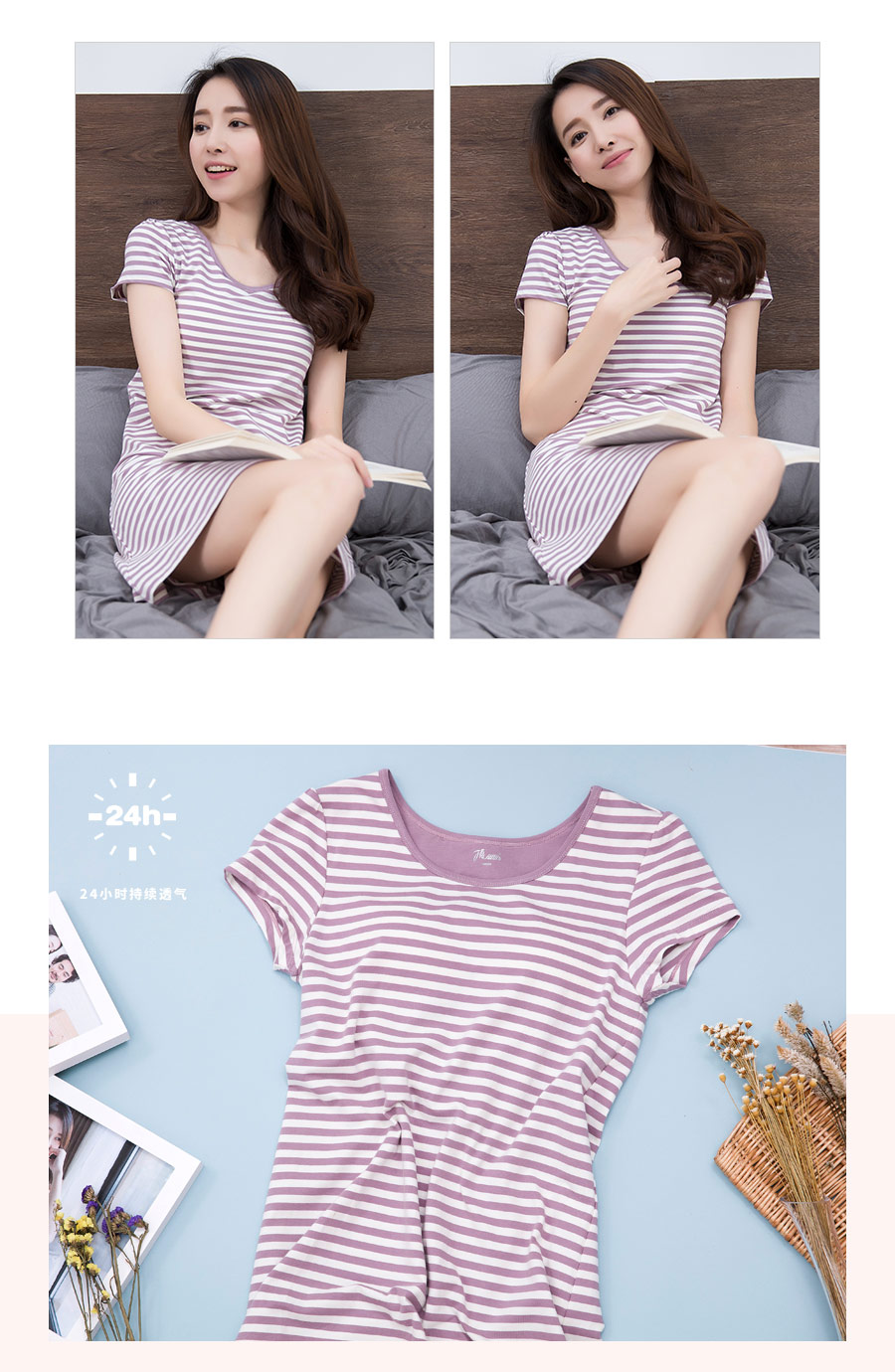 Top cotton cotton cotton dạ hội nữ mùa hè tay áo ngắn ngực áo ngực váy sọc ngắn váy dịch vụ nhà hàng đầu đầm đẹp dự tiệc