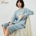 Top melon melon nightgirl nữ mùa xuân và mùa thu cotton thoải mái tay áo dài nhà dễ thương thời trang Hàn Quốc phiên bản dài của váy dài váy mùa đông Đêm đầm