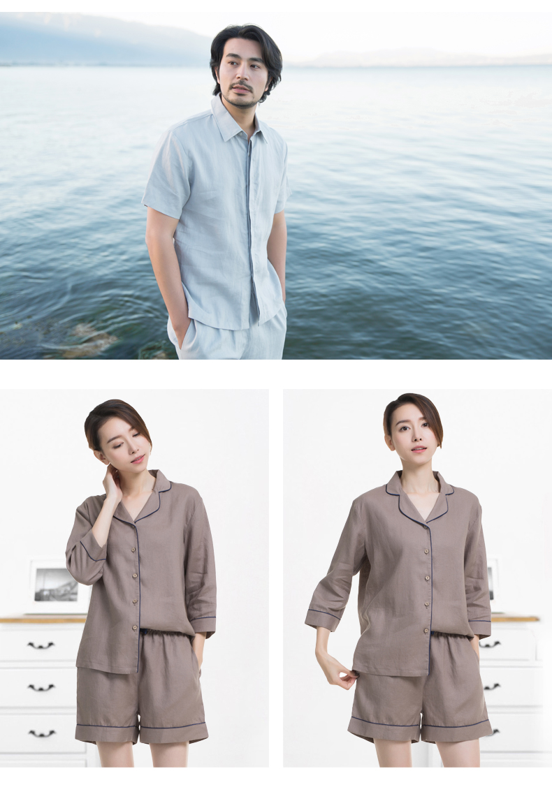 Pyjama mixte en Lin à manche courte - Ref 3005287 Image 9