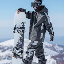 John snow men and womens board black ski suit American snow clothing waterproof wind to warm DuPont cotton