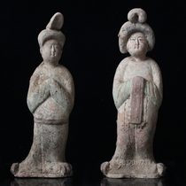 仿古陶俑摆件手绘画彩陶器摆件古典家居装饰品老货老物件收藏礼品