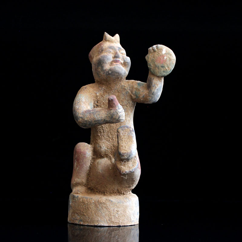 Antique pottery figurines Han Dynasty rap figurine drumming figurine Chinese home ornaments cultural relics reproduction collection of art gifts