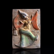  Antique Tang Dynasty mural brick carving Song and dance musical instrument figurines Ancient building decoration brick wall brick collection Art decoration ornaments