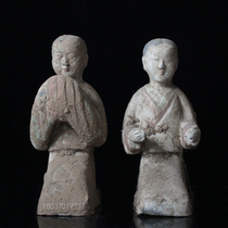 高超仿古汉代陶俑摆件手绘画彩陶器老货收藏品中式家居装饰品礼品