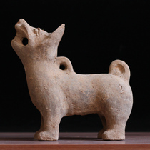 Han Dynasty pottery dog ​​ornaments retro pottery animal poultry old goods collection art Chinese style home decorations