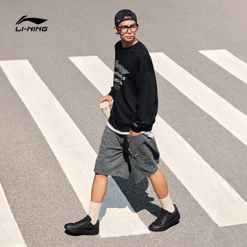 Li Ning, мужская осенняя толстовка, парная одежда для влюбленных, лонгслив, спортивный костюм, круглый воротник