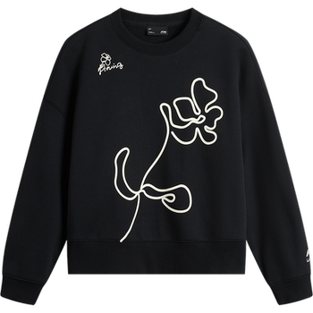 Li ning loose round neck women's printed pullover hatless sweatshirt Li ning loose round neck women's printed pullover hatless sweatshirt