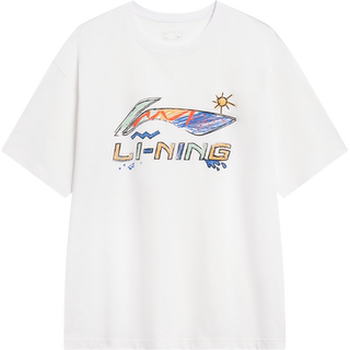 Li ning couple white printed cultural t-shirt