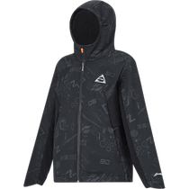 Li Ning Childrens Clothing Windbreaker Boys Official New Comprehensive Fitness Series Cardigan Jacket Hooded Velvet Sportswear