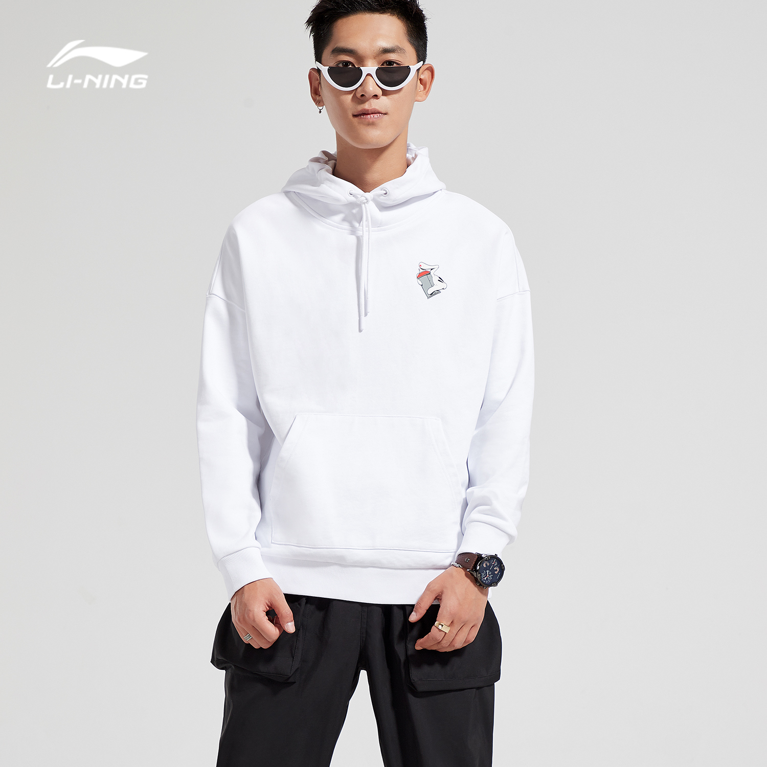 Li Ning X OG SLICK Joint Series Men's Long Sleeve Hooded Loose Fashion Casual Sports Jacket Men