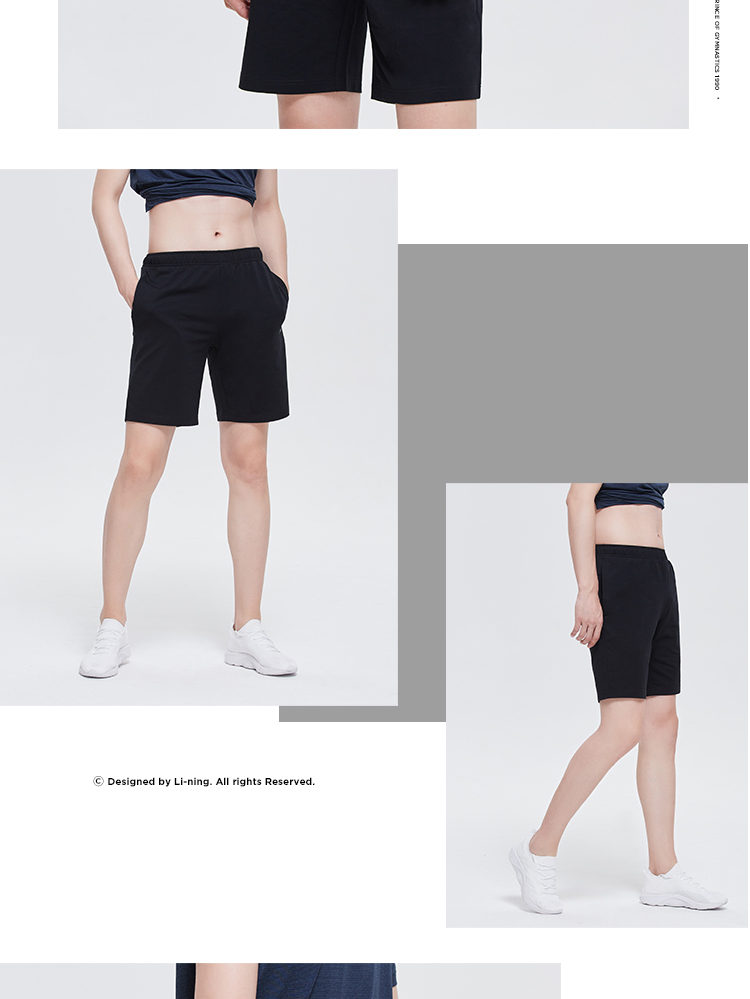 Li Ning quần ngắn nam 2019 loạt đào tạo mới mùa hè thoáng khí và nhanh khô dệt kim quần bó sát - Quần thể thao quần thể thao 3 sọc